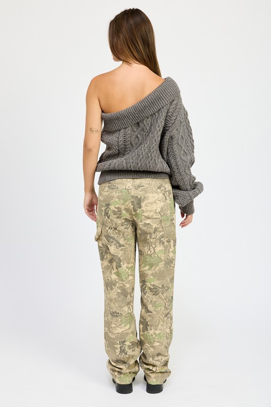Chemisier Femme EMORY PARK Taille M - Décolleté Cœur, Manches Off-shoulder - Marron, Occasion Très Bon état