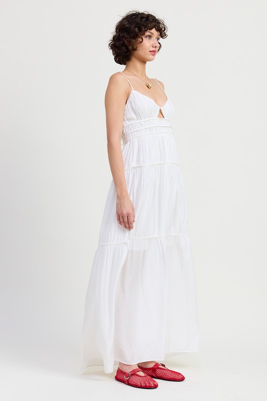 chinese dress ladies Asymmetrical Ruffle Tube Maxi Dress