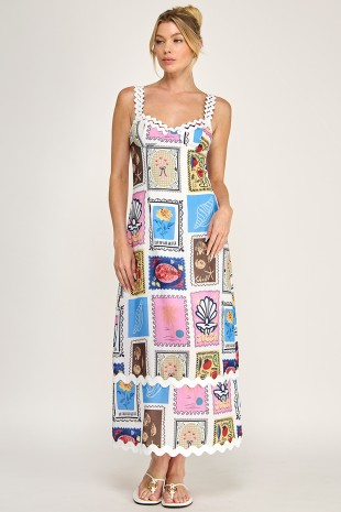 women's blue and white dress ZAPAKASA Women White Blue Flower Ruche Prom Dress Spaghetti Straps Corset  Evening Dress with Slit