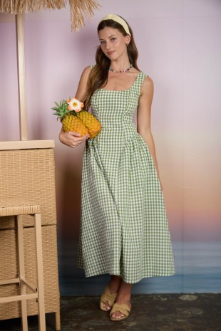 green emerald velvet dress Iris Dress | Tie Front Midi Dress main image 1