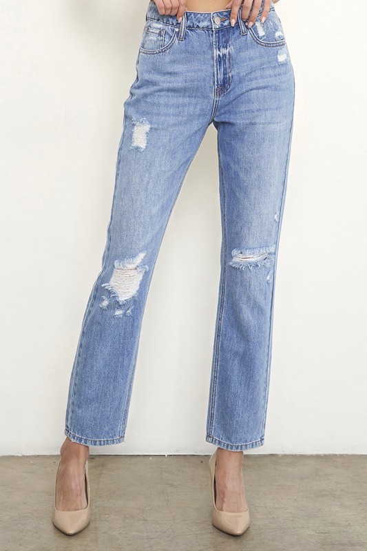 Skyline High Rise Distressed Girlfriend Jeans main image 0