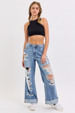 Jeans Cello Juniors Femme Taille 11 - Boot Cut Bleu Et Blanc - Occasion Bon état